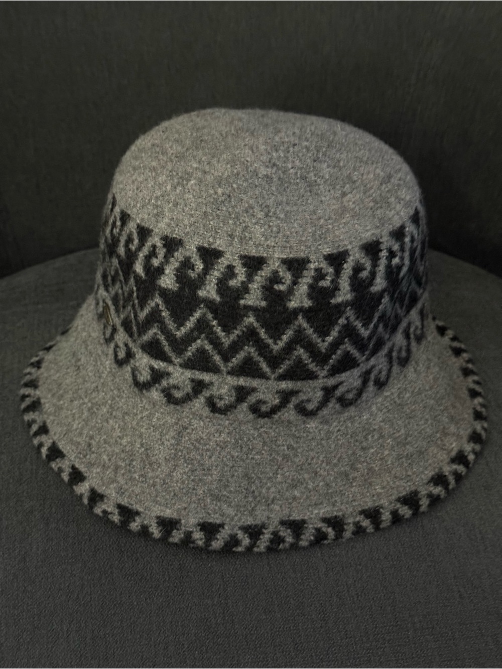 SCALA 70% GREY WOOL HAT WITH BLACK PATTERN